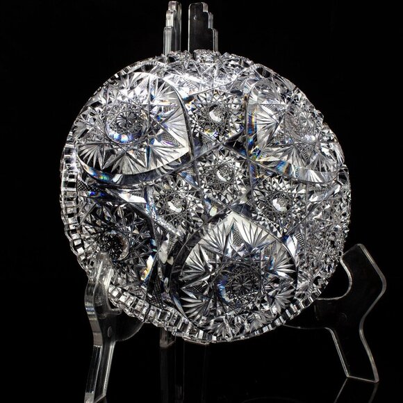 AMERICA Brilliant Crystal Nappy Bowl | Beautiful Intricate Pattern | Excellent - Picture 5 of 9